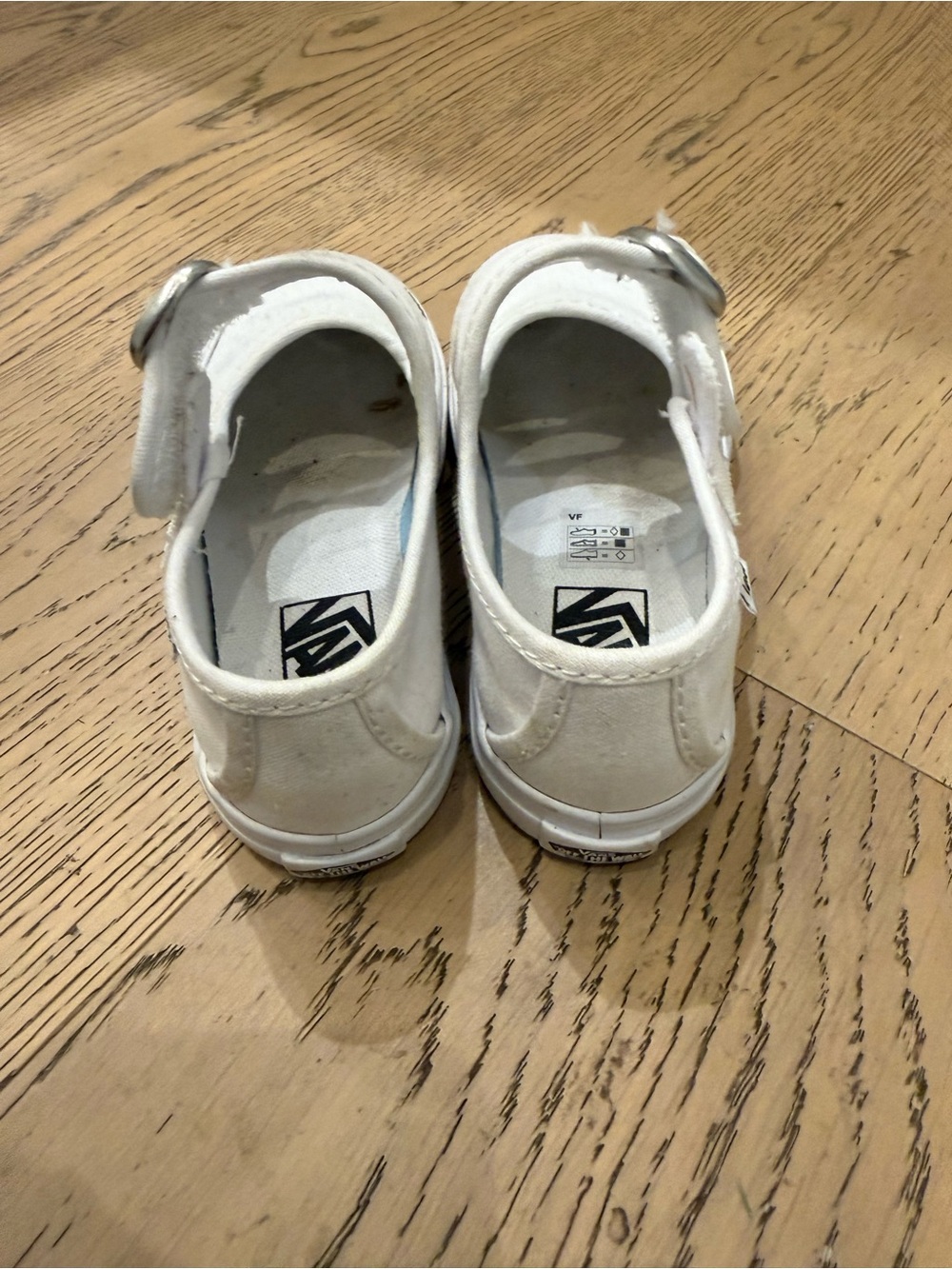 2 pairs of Vans Kids All White and White/Black Canvas Buckle Sneakers - Picture 6 of 9